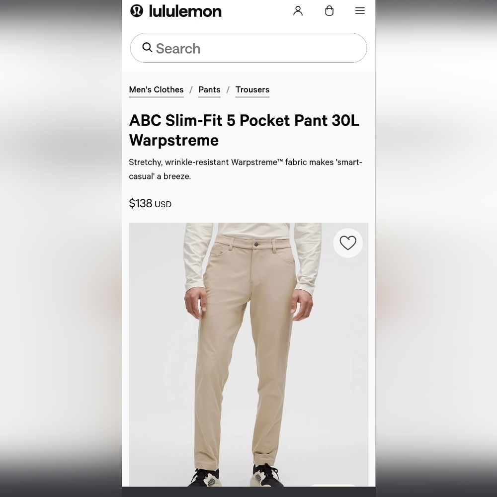 Lululemon Athletica ABC Slim-Fit 5 Pocket Pant 30x27 Warpstreme Golf Casual Hike